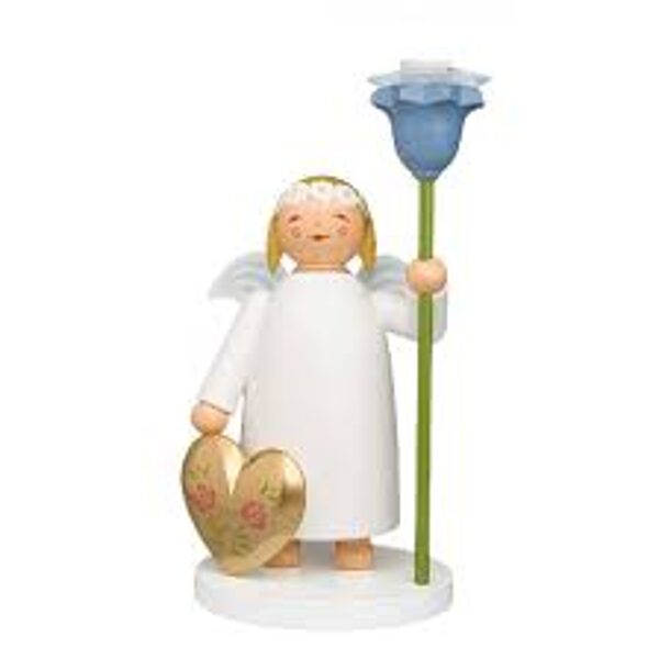 Ange au coeur doré et bougeoir fleur